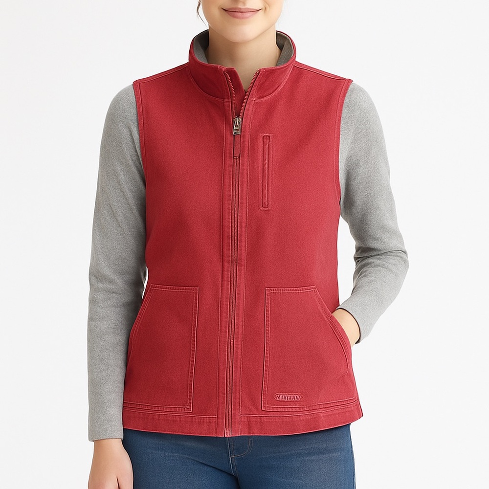 🧥 Lakin McKey Trading Co. Women’s XL Red Canvas‎ Sherpa-Lined Utility Vest